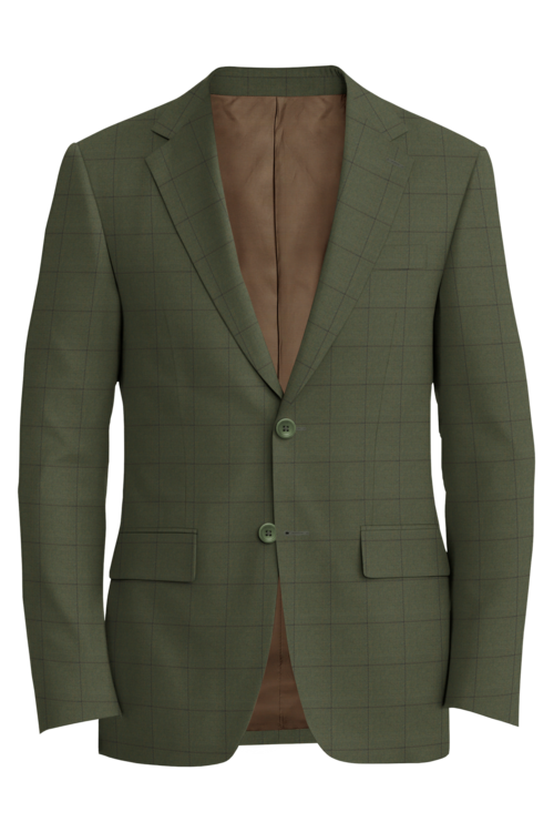 Kensington Olive Brown Windowpane Jacket in olive brown windowpane fabric