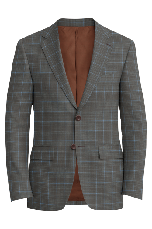 Lanificio di Lusso Tan Light Blue Birdseye Window Jacket in tan light blue birdseye window fabric