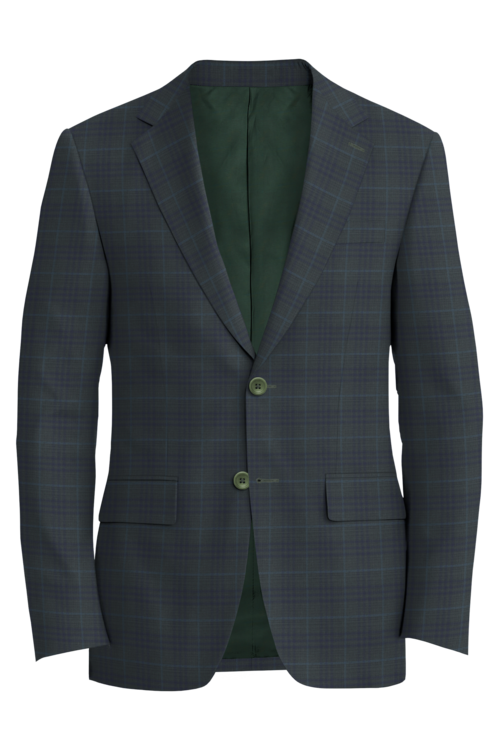 Lanificio di Lusso Olive Navy Window Check Jacket in olive navy window check fabric
