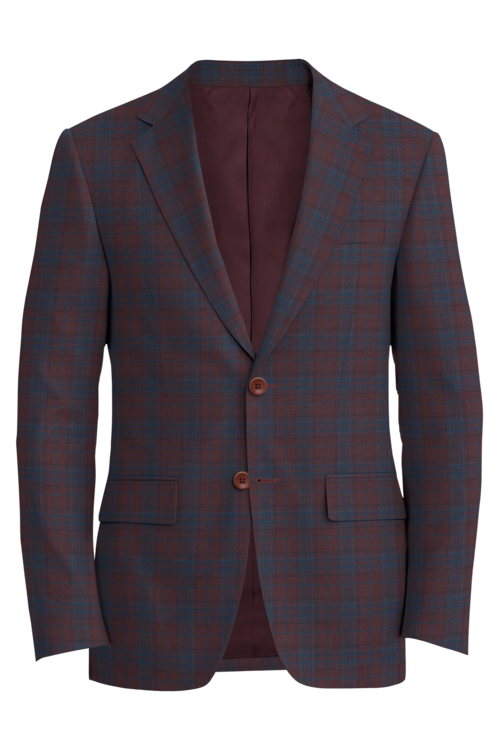 Reda Wine Blue Plaid Windowpane Jacket