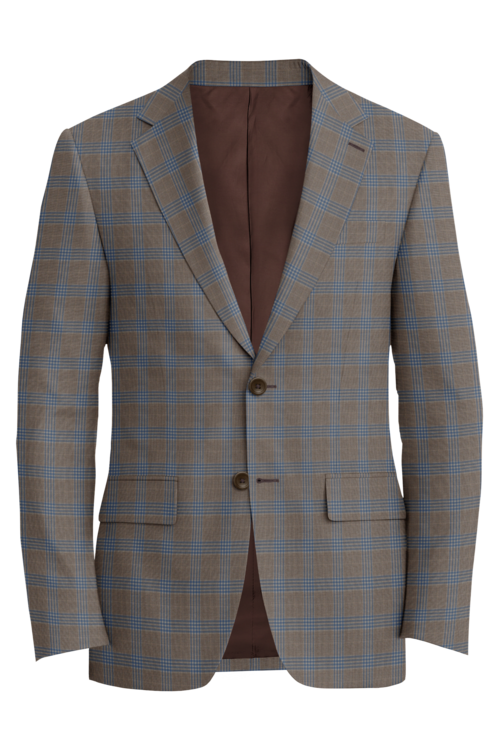 Reda Tan Blue Track Plaid Jacket