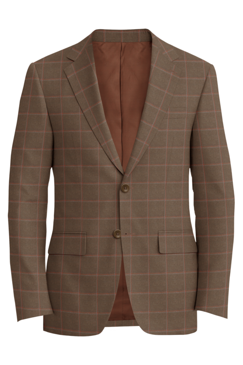 Kensington Tan Sienna Windowpane Jacket in tan sienna windowpane fabric