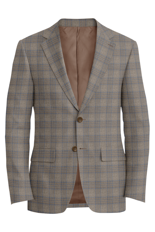 Guabello Brown Blue Plaid Jacket in brown blue plaid fabric