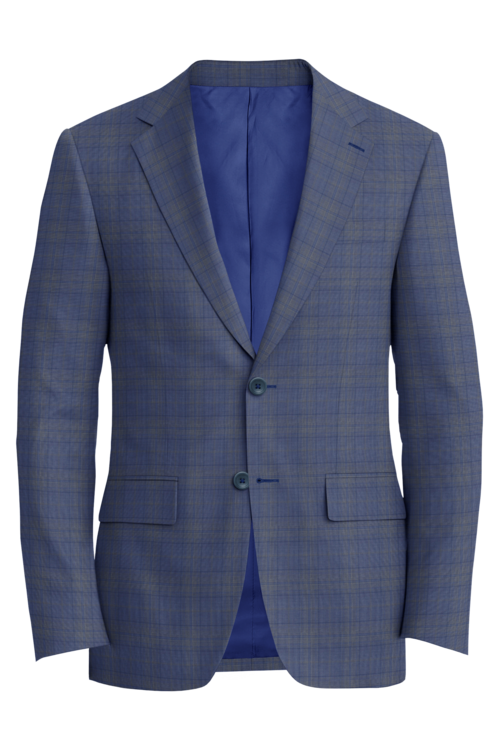 Reda Blue Tan Plaid Windowpane Jacket