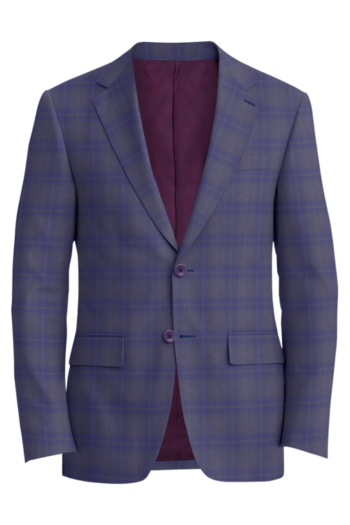 Lanificio di Lusso Purple Taupe Windowpane Check Jacket in purple taupe windowpane check fabric