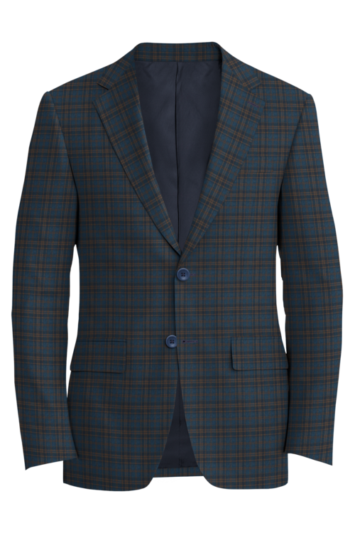 Kensington Blue Copper Plaid Jacket in blue copper plaid fabric