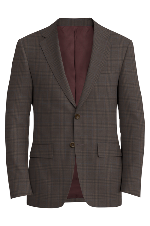 Lanificio di Lusso Brown Light Blue Track Plaid Jacket in brown light blue track plaid fabric