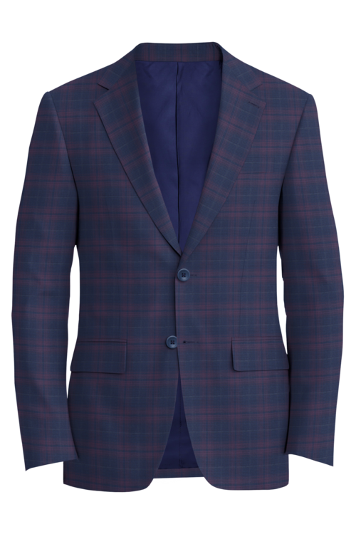 Lanificio di Lusso Navy Violet Windowpane Check Jacket in navy violet windowpane check fabric