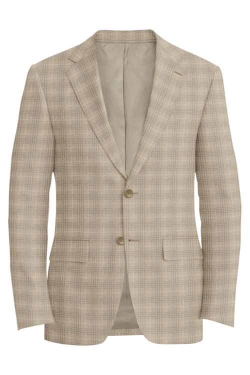 Guabello Tan Plaid Jacket in tan plaid fabric