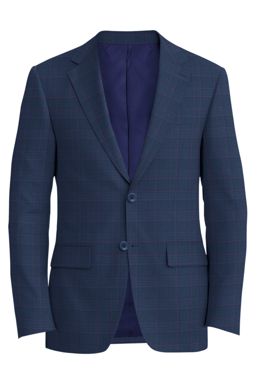 Lanificio di Lusso Navy Violet Track Windowpane Jacket in navy violet track windowpane fabric