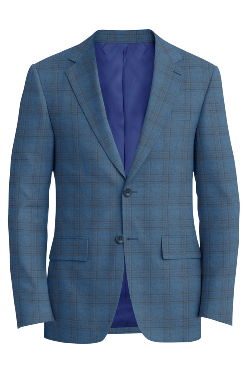 Guabello Blue Tan Plaid Jacket in blue tan plaid fabric