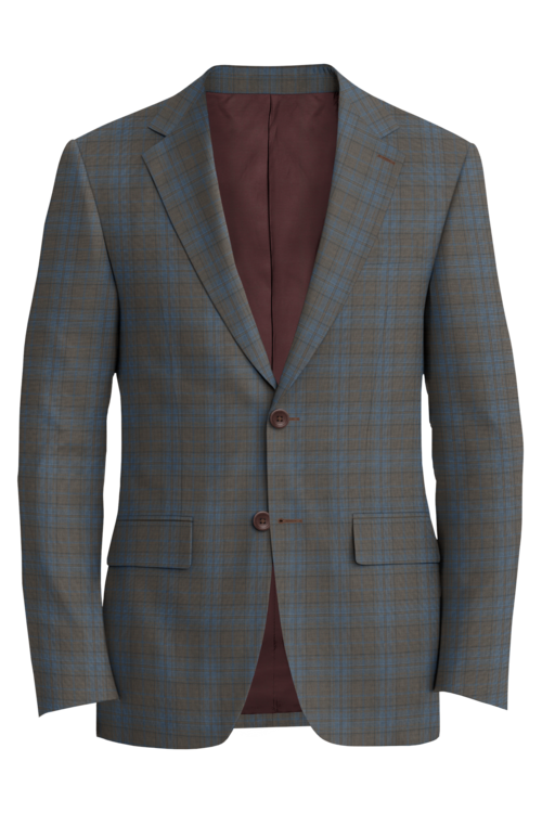 Reda Tan Light Blue Plaid Windowpane Jacket