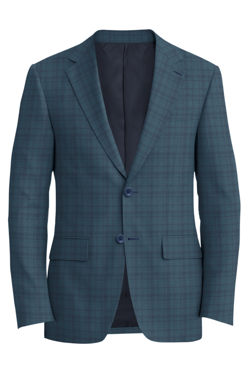 Reda Aqua Navy Plaid Jacket