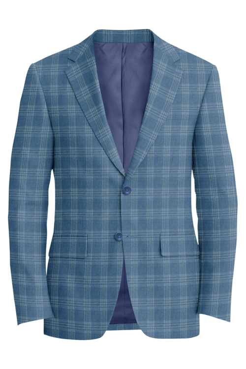 Guabello Blue Plaid Jacket in blue plaid fabric
