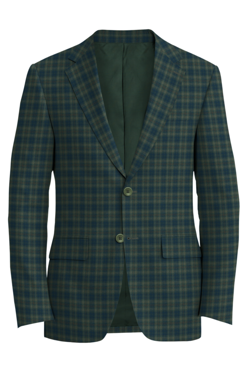 Kensington Green Navy Check Jacket in green navy check fabric