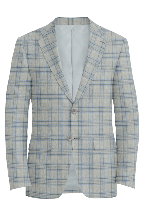 Guabello Grey Blue Plaid Jacket in grey blue plaid fabric