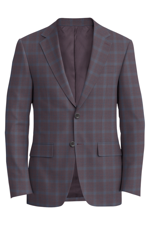 Reda dusty rose blue shadow plaid two-button jacket.