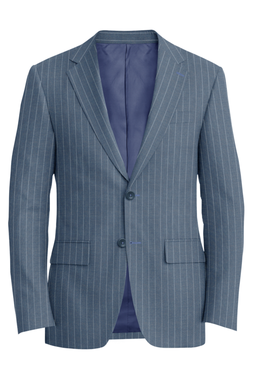 Guabello Light Blue Chalk Stripe Jacket in light blue chalk stripe fabric