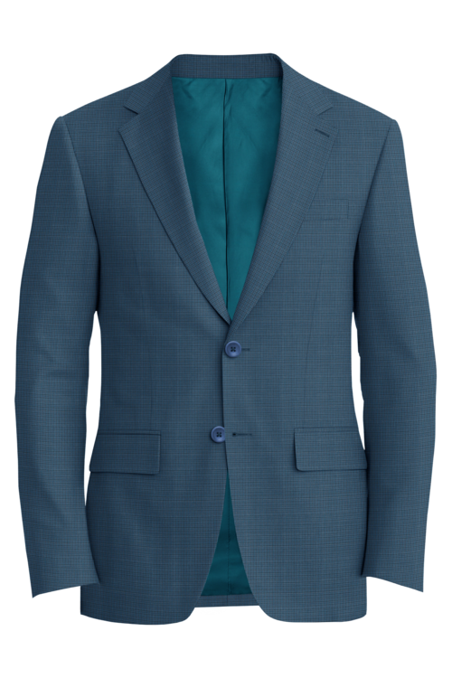 Lanificio di Lusso Teal Navy Mini Check Jacket in teal navy mini check fabric