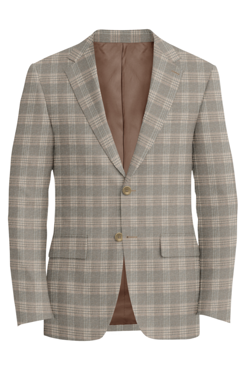 Guabello Tan Plaid Jacket in tan plaid fabric