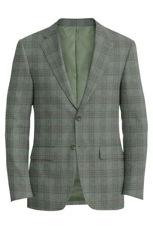 Guabello Sage Brown Plaid Jacket in sage brown plaid fabric