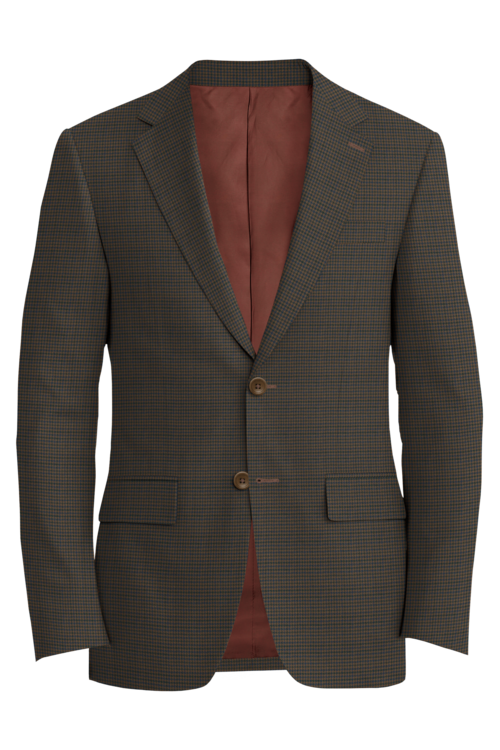 Kensington Brown Blue Houndstooth Jacket in brown blue houndstooth fabric