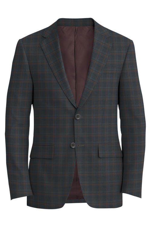 Lanificio di Lusso Charcoal Copper Track Check Jacket in charcoal copper track check fabric