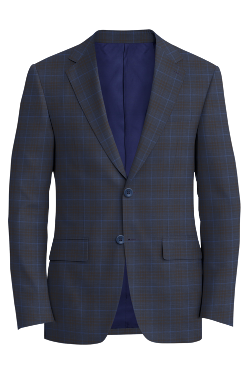 Lanificio di Lusso Navy Brown Window Check Jacket in navy brown window check fabric