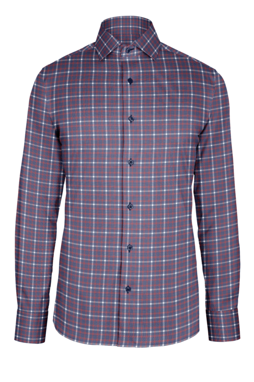 Red Navy Window Check custom shirt