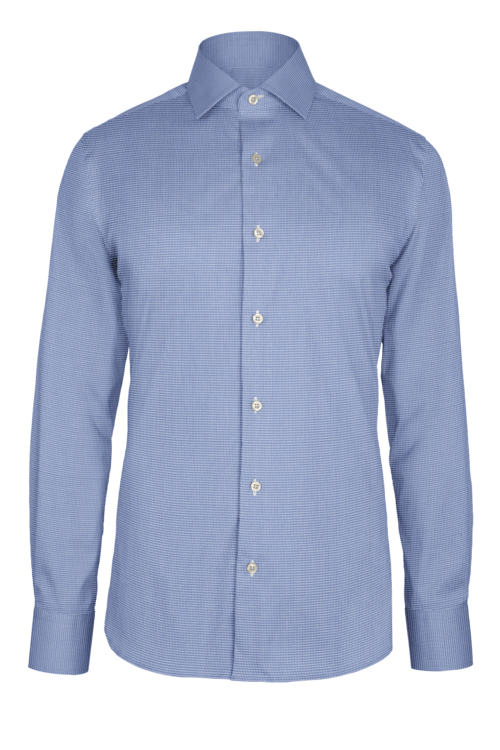 Blue Puppy Tooth Dobby custom shirt — official long-sleeve visualization
