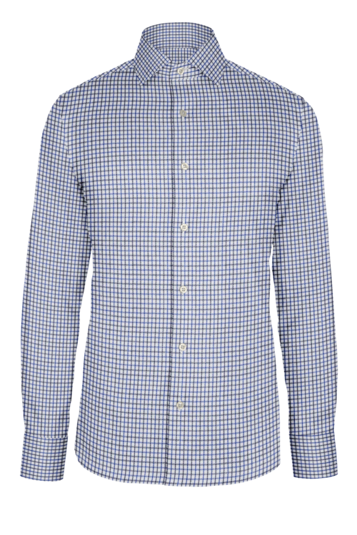 Blue Navy Mini Tattersall custom shirt — official long-sleeve visualization