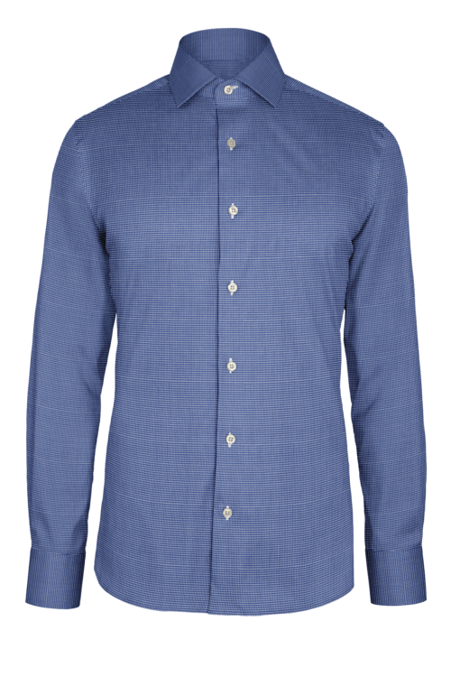 Navy Puppy Tooth Dobby custom shirt — official long-sleeve visualization