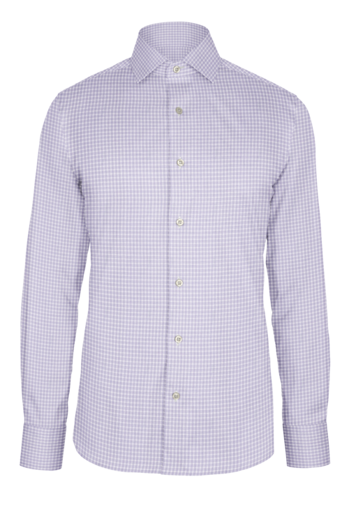 Lavender Check Dobby custom shirt — official long-sleeve visualization