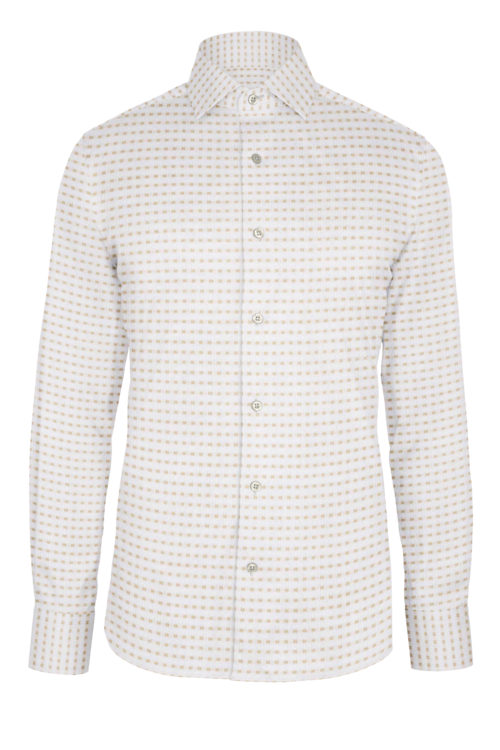 Khaki Rectangle Dobby custom shirt — official long-sleeve visualization
