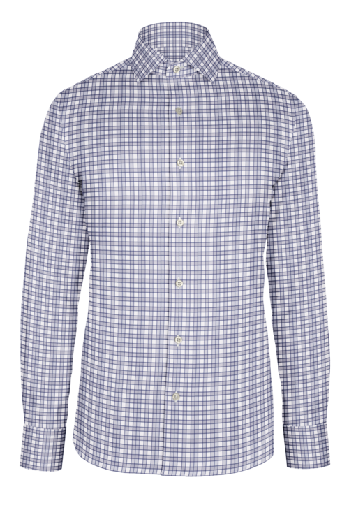 Grey Navy Border Check custom shirt