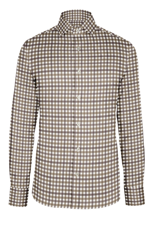 Tan Grey Multi Gingham custom shirt