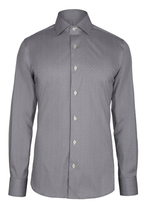 Grey Herringbone Dobby custom shirt — official long-sleeve visualization
