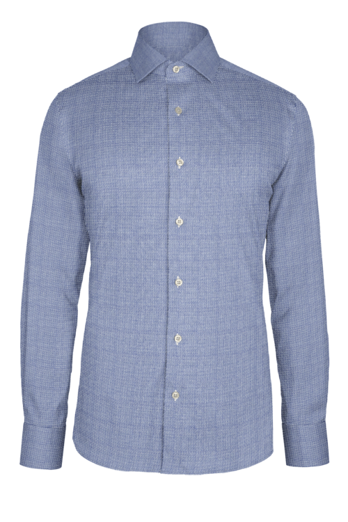 Navy Basket Weave Dobby custom shirt — official long-sleeve visualization