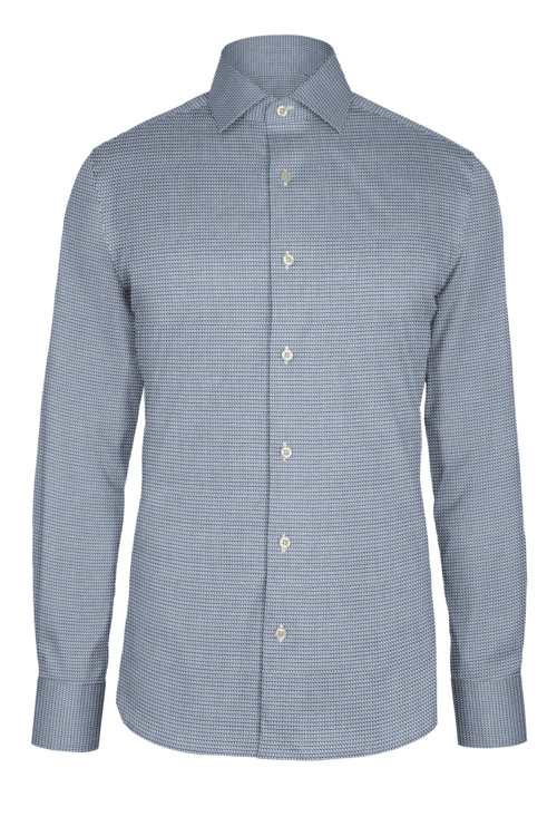 Navy Step Dobby custom shirt — official long-sleeve visualization