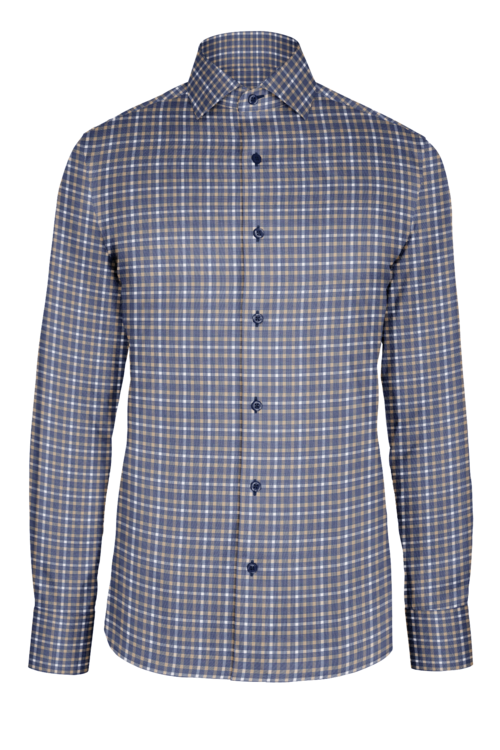 Tan Navy Window Check custom shirt