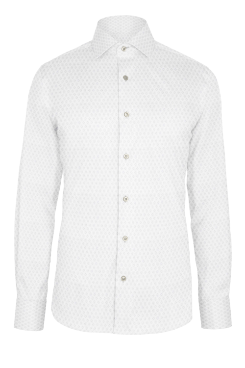White Micro Diamond Dobby custom shirt — official long-sleeve visualization