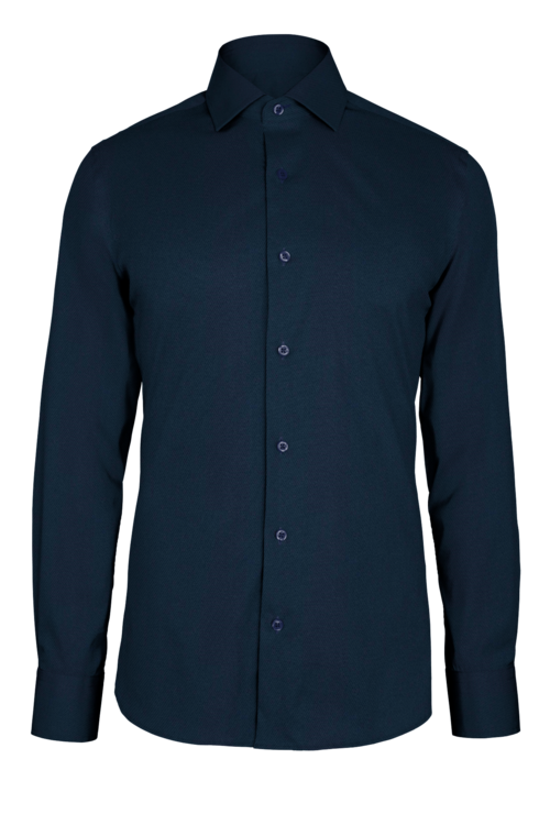 Dark Blue Fine Twill custom shirt — official long-sleeve visualization