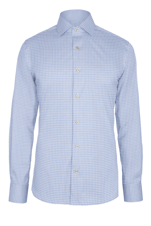 Blue Check Dobby custom shirt — official long-sleeve visualization