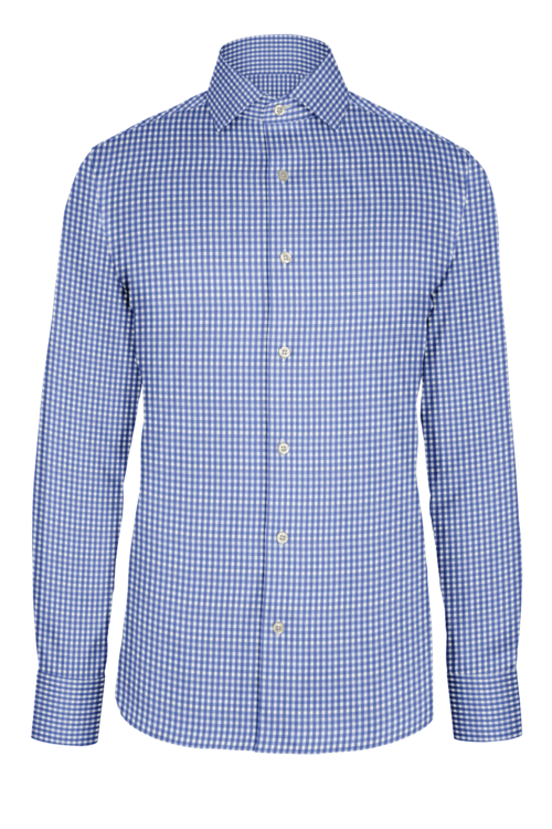 Blue Gingham Check custom shirt — official long-sleeve visualization