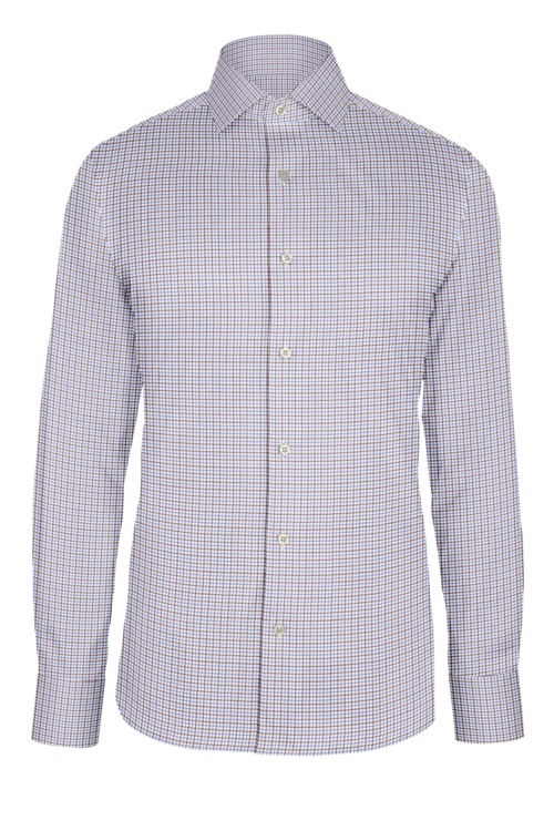 Brown Blue Tattersall custom shirt