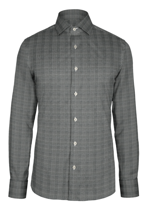 Black Prince of Wales Check custom shirt — official long-sleeve visualization