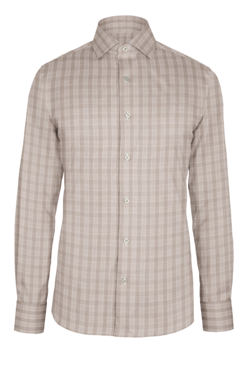 Tan Reverse Plaid custom shirt — official long-sleeve visualization