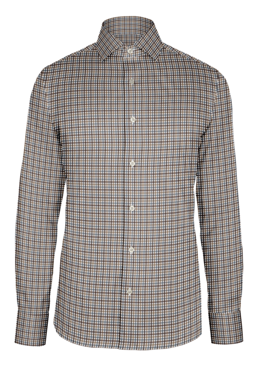 Tan Brown Sport Check custom shirt
