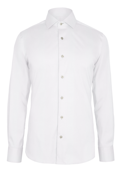 White Micro Dobby custom shirt — official long-sleeve visualization