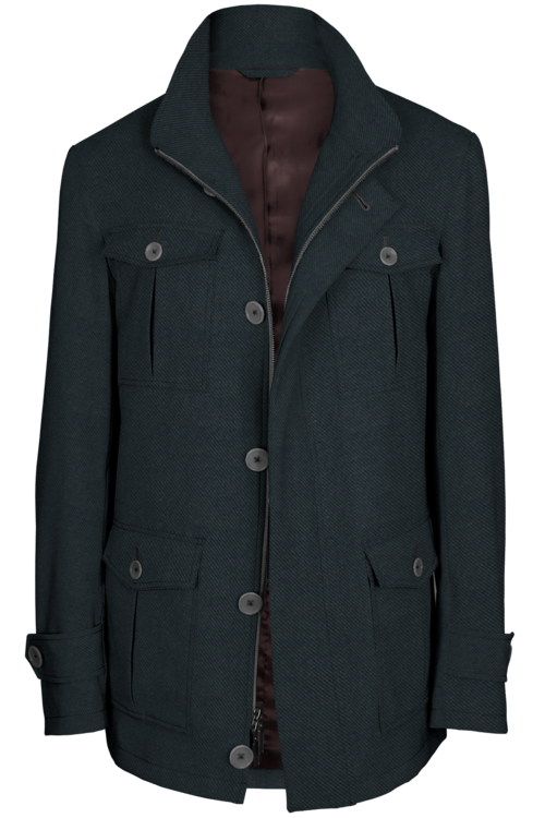 Charcoal twill five button field jacket